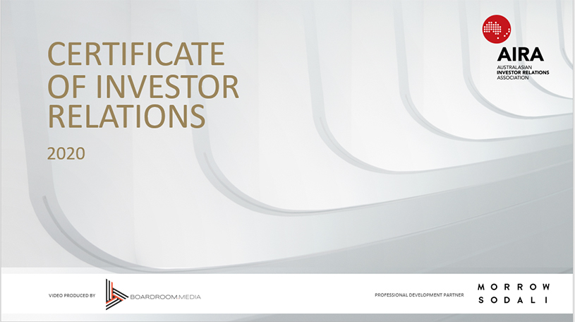 Certificate of Investor Relations - Online Learning